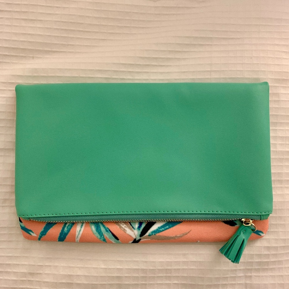 Rachel Pally Leather Clutch - Tropical Pattern